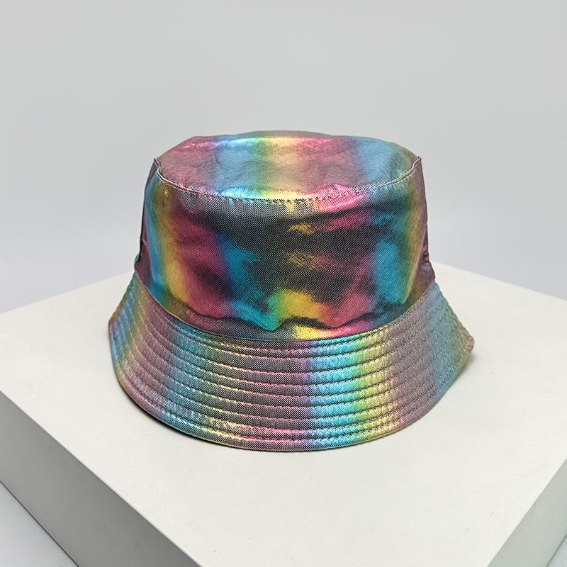 Fisherman Bucket Reflective Visibility High Color Multi Leather PU Faux Women  Men For Neutral Gender Fresh Caps Hats Double Sided Sunshade