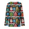 Women's Fashion Hem Slit Casual Christmas Printed Round Neck Long Sleeve Top