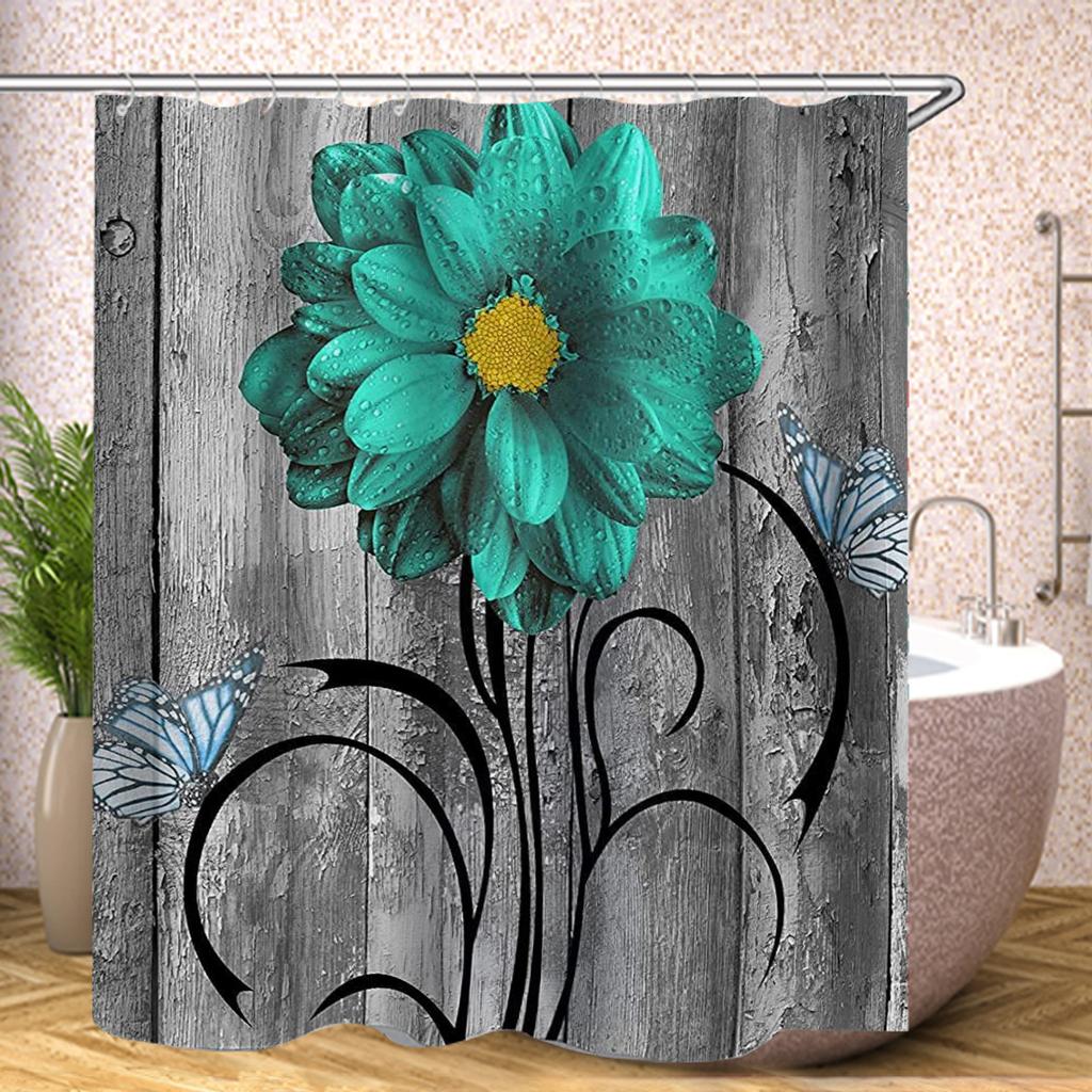 Sunflower Flowers Red Rose Shower Curtain Bath Waterproof Curtains For Living Room Luxury Set Screen Bathroom Accessories Sets
