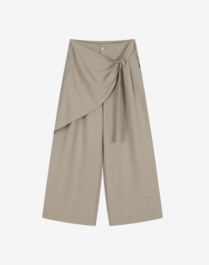 Meleugo Women'S Wrap Skirt Wide Trousers [Beige]
