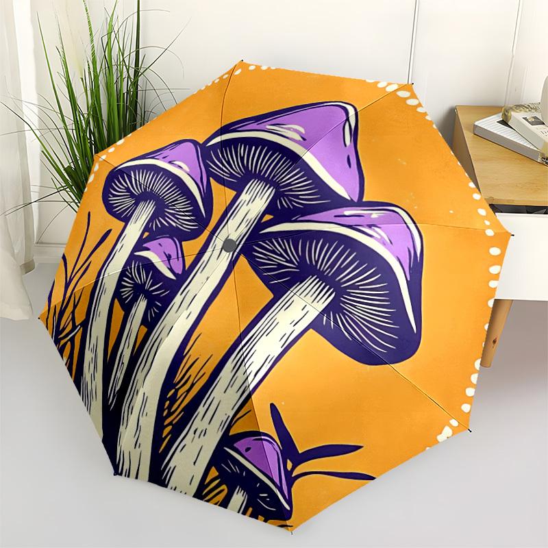 1pc Mushroom Fantasy Automatic Open/Close Umbrella, Portable Folding Umbrella for Travel, Themed Events, It Is Suitable As a Gift for Various Festival