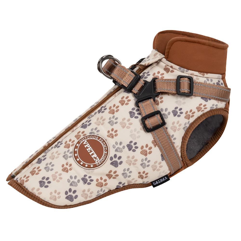 

Autumn and Winter Thickened Puppy Clothes Pet Vest Stacked Fashion Dog Cotton Vest Printed Chest and Back Integrated Pet Clothes S янтарь