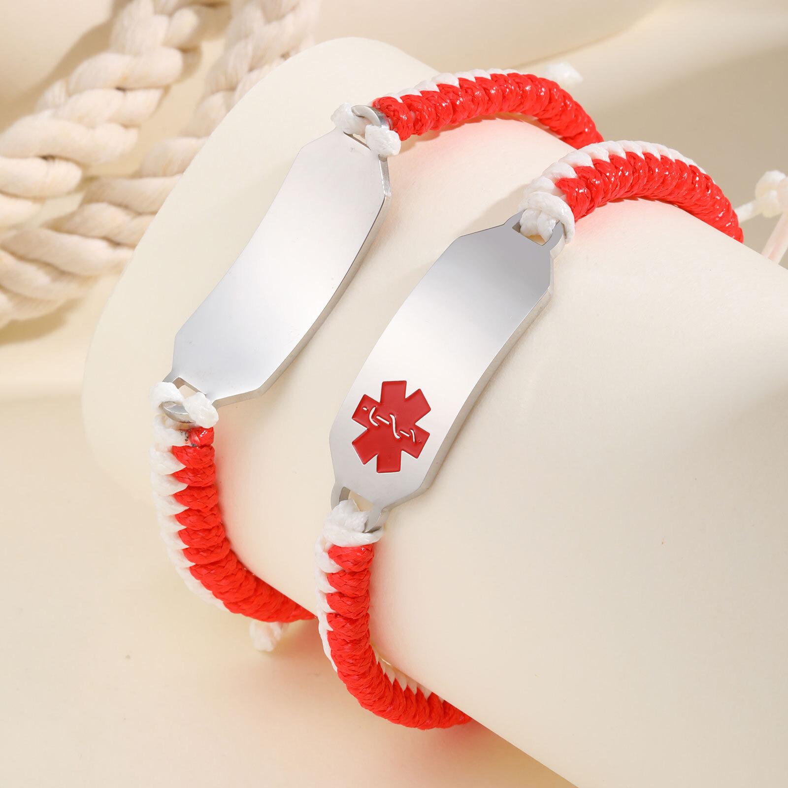 

Vnox Free Engraving Medical Alert Bracelets For Women,Stainless Steel Custom Text Name Rope Chain Bracelet,Personalize Jewelry