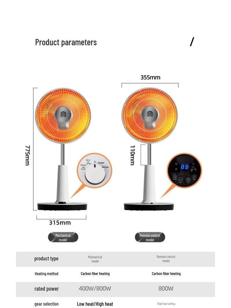 Ronshen Energy-Saving Mini Sun Electric Heater Fan - Quick Heat & Low Light