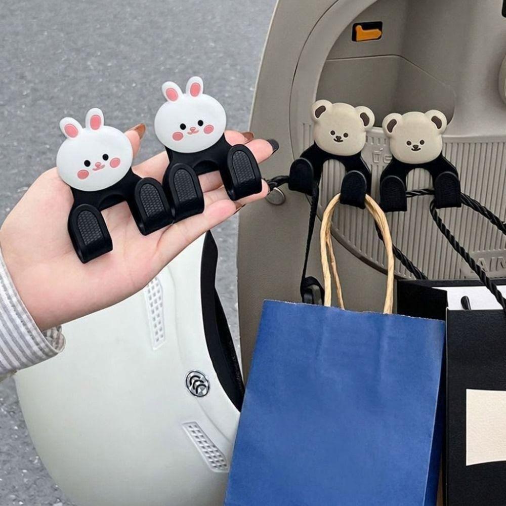 Clip On Double Hook Storage Rack Cartoon Electric Vehicle Hook Rack Shopping Bags