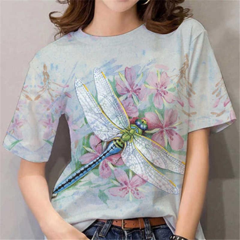 Camiseta para Mujer con Estampado 3D de Gato de Anime de Dibujos Animados, Cuello Redondo, Manga Corta Blanca, Ropa para Mujer, Tops de Verano Casual, Sudadera
