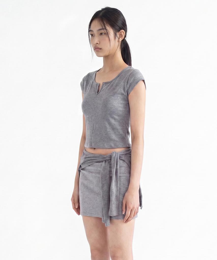 Jemjempaladi Bonnie Crop Top Melange Grey