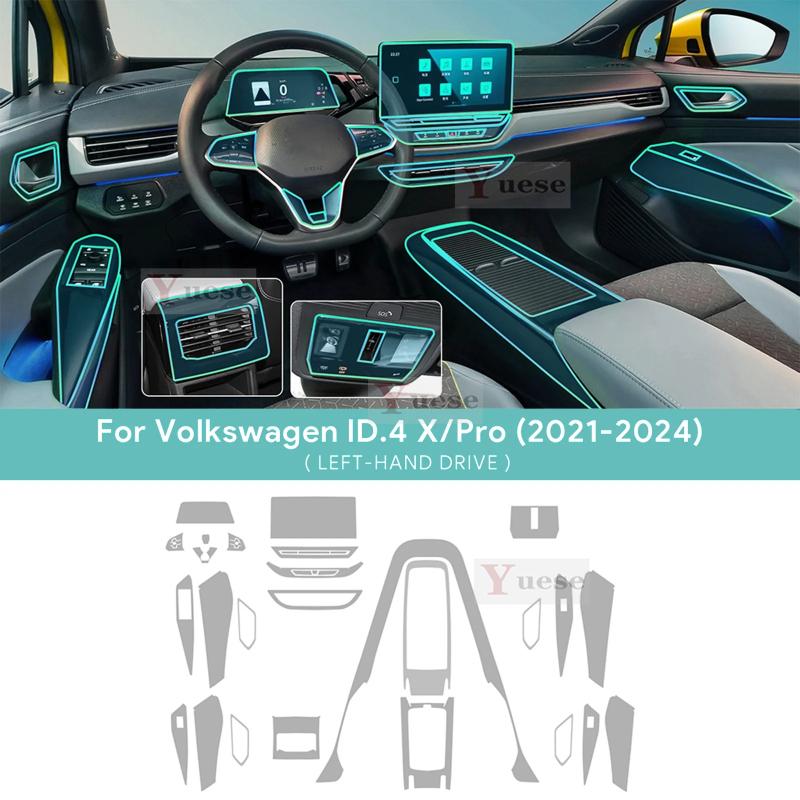 For VW Volkswagen ID.4 ID4 CROZZ GTX X PRO Accessories Interior Thin Film Transparent TPU Protective Film Anti-Scratch Sticker