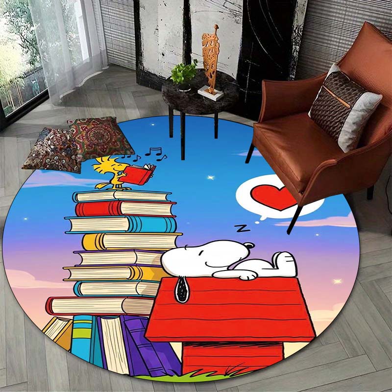 Lucky Red Rose Printed Round Carpet Anti Slip and Easy To Clean Ideal Carpet for Home or Vacation Homes Durable and Affordable
