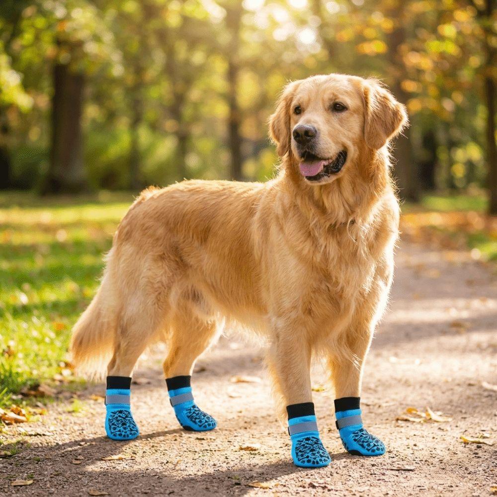 Adjustable Anti-Slip Dog Socks Anti Licking Soft Dog Foot Covers Reflective Wear Resistant Dog Paw Protectors Floor Protection