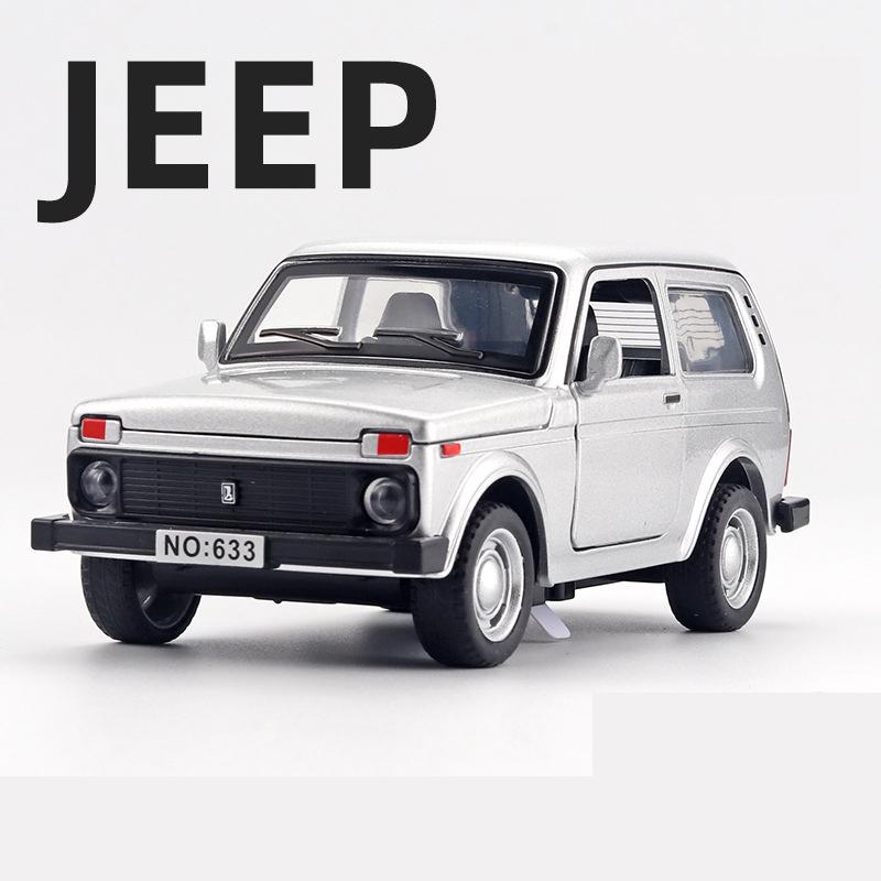 1:32 Lada Jeep Vintage Car Model Alloy Car Diecast Model Sound And Light Pull Back Toys Collection Children Birthday Toy Gift
