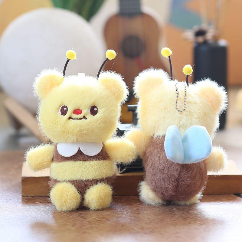 Bee Doll Pendant Key Chain Stylish Backpack Purse Doll Pendant Plush Girl Gift Pendant Car Interior Cute Insect Keychain