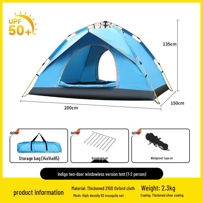 Automatic Portable Double Layer Tent - Quick Setup, Rainproof, Folding for Camping & Beach