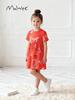 Malwee Girls' Summer Princess Dress - European & American Style, Round Neck, Short Sleeve, Cute Little Girl Skirt