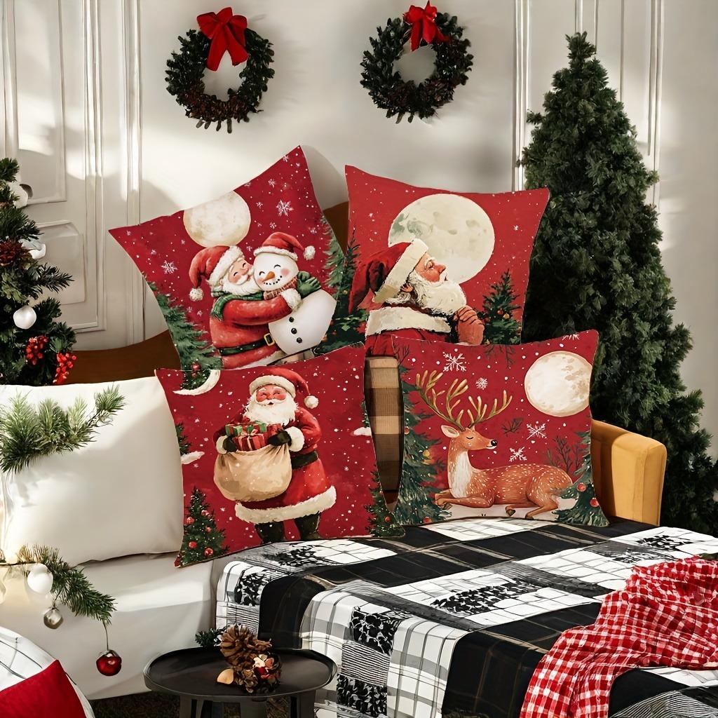 Christmas Decoration Pillowcase New Year Gift Santa Claus Reindeer Snowman Pattern Home Room Decoration Sofa Cushion Cover
