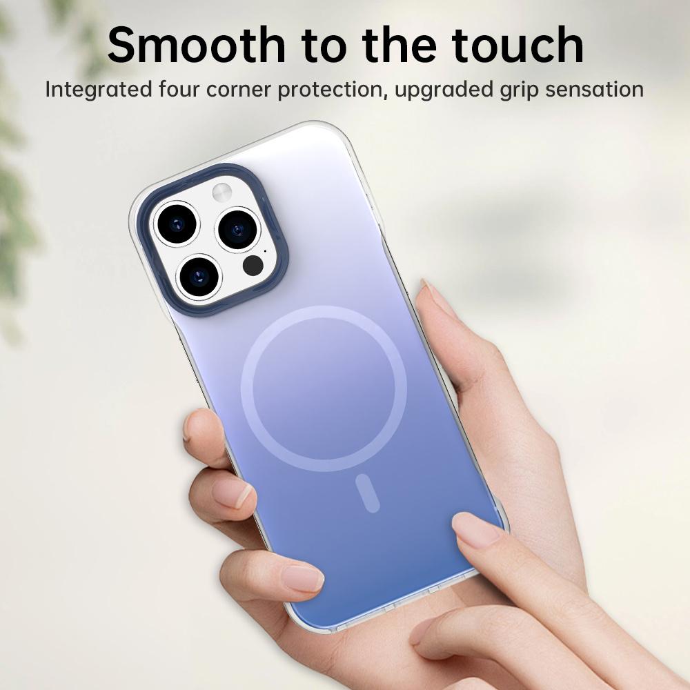 For iPhone 15 Pro Magnetic Case Gradient Design Borderless IMD TPU+PC+PET Phone Cover