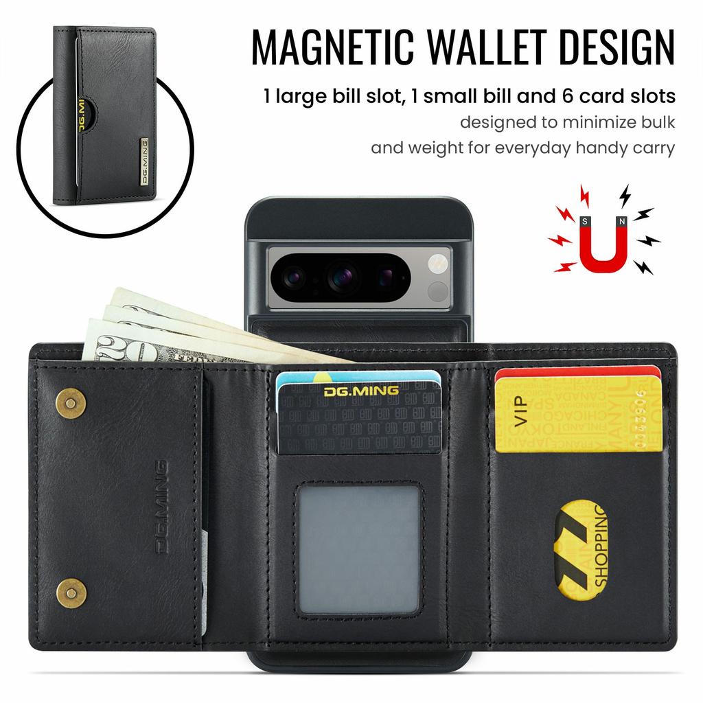 DG.MING M6 Series For Google Pixel 8 Pro Case Magnetic Wallet PU+PC+TPU Phone Cover