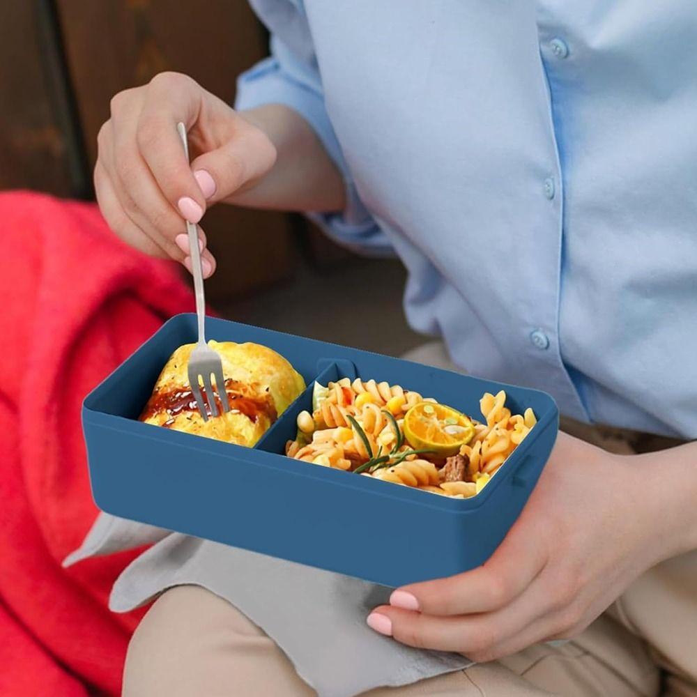 With Fork and Spoon Lunch Box Double Layer Food Storage Container Hot Dinnerware Set  Students