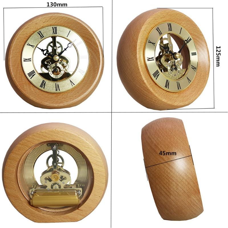 Retro Light Luxury Solid Wood Gear Unique Table Clock Transparent Rotating Elegant Digital Desk Clock Desktop Minimalist Home Decoration Ornaments