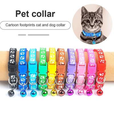 Pet Collar Dog Cat Collar Adjustable Collar with Bell Funny Footprint Collar Pet Supplies