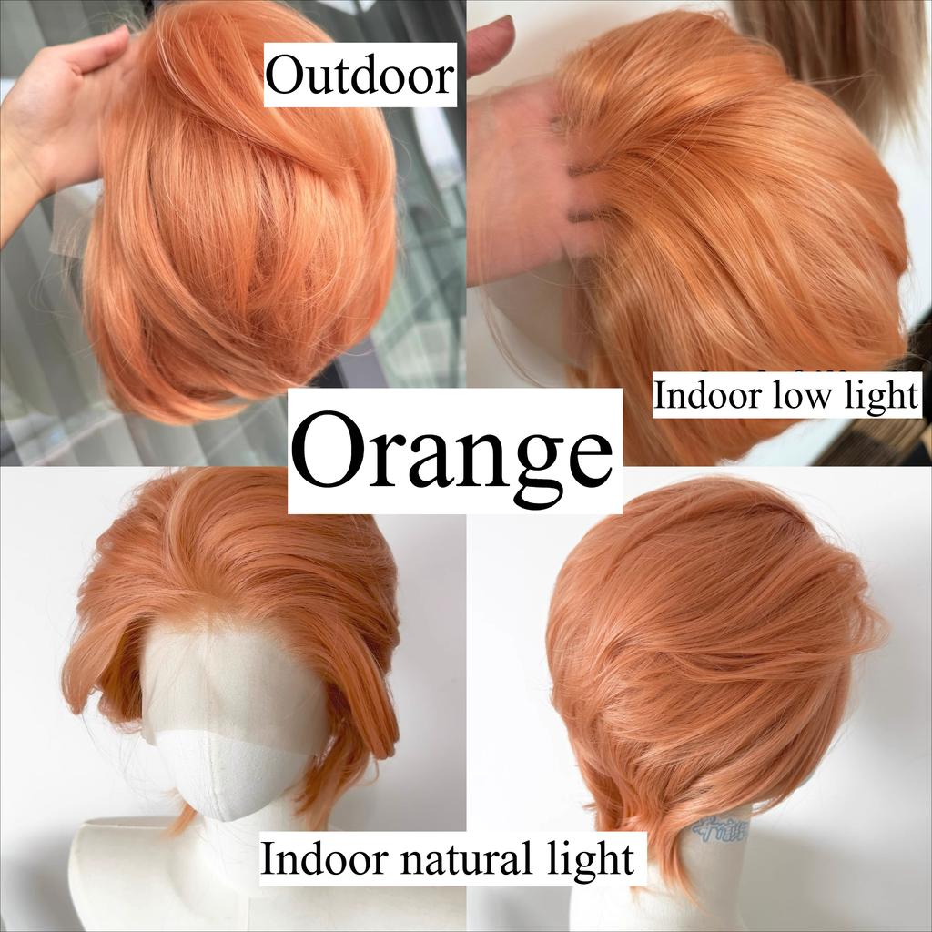 Perucă Blondă cu Dantelă pe Margine Scurtă pentru Bărbați 13*4 Peruci Sintetice cu Dantelă Păr de Înaltă Calitate Peruci cu Dantelă pe Margine Multiple Culori Disponibile