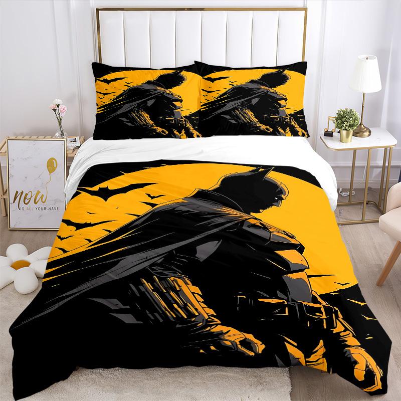 3pcs Batman Bedding Set, Soft Polyester Duvet Cover and Pillowcases Machine Washable Seasons all suitable & Guest Room Decor290