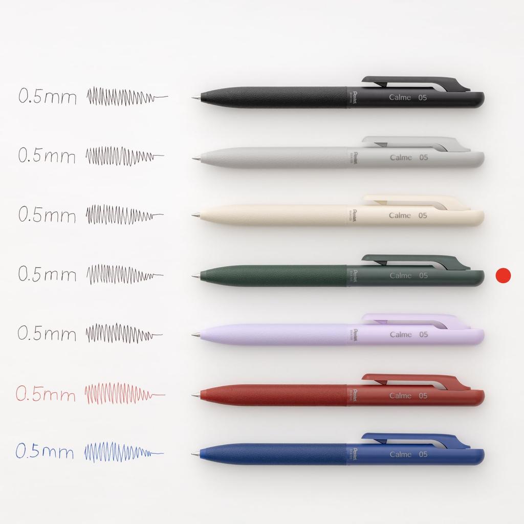 Pentel Calme Ballpoint Dark 10 Oil-Based Pen, 0.5mm, Green, Pens, BXA105D2-A(10)