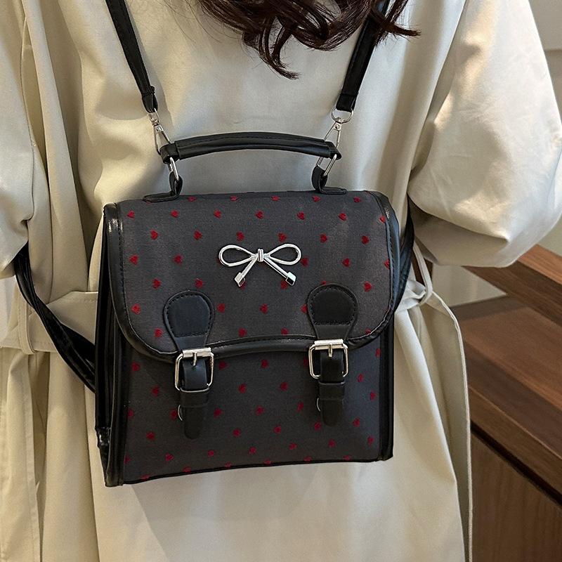 College Style Polka Dot Canvas Backpack Bag Women'S Summer Tide Backpack Versatile Leisure Travel Bag
