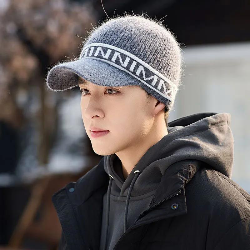 WTEMPO Men's Jacquard Weave Solid Color Outdoor Cycling Knitted Hats Autumn Winter Windproof Cold-proof Warm Soft Hats