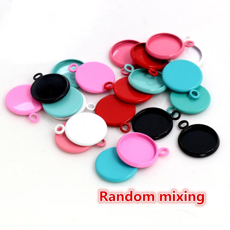20pcs 12mm Inner Size Simple Pendant Cabochon Cameo Blank Base Setting Bezel Tray Charm for Earrings Bracelet Necklace Findings 