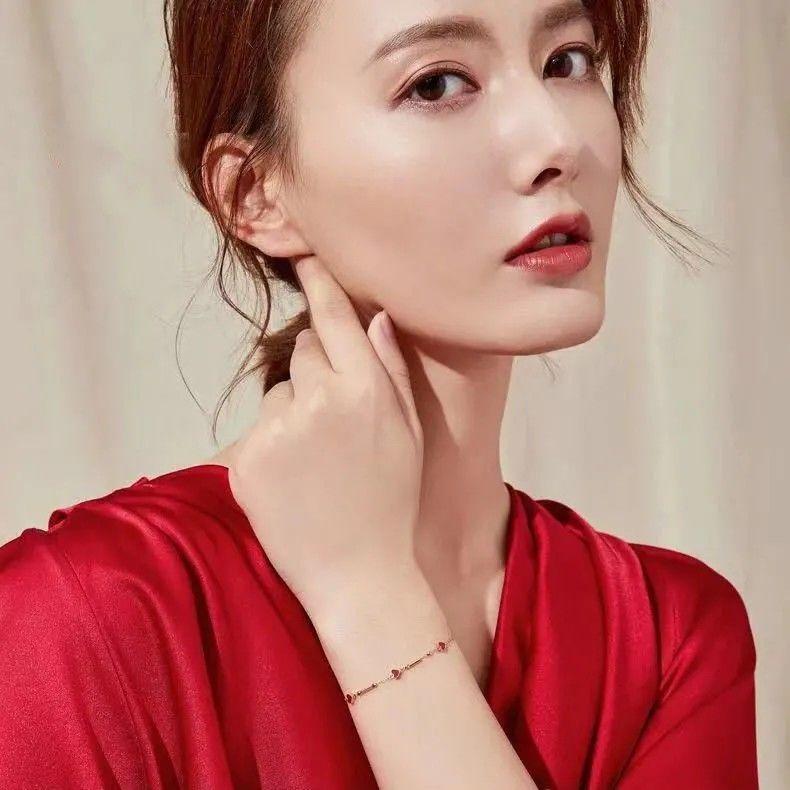 Double Side Enamel Heart Chain Chic Bracelet Bangle Gift Stainless Steel Fashion Charm Korean Golden Jewelry Women