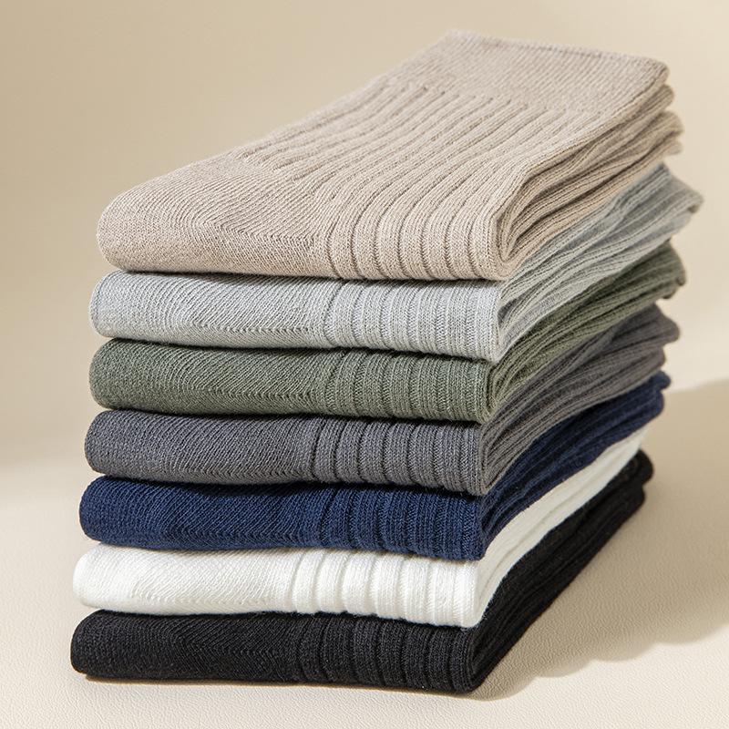 Socks Men'S Pure Cotton Medium Tube Socks Sports Sweat-Absorbing Deodorant Boneless Cotton Business Casual Men'S Socks