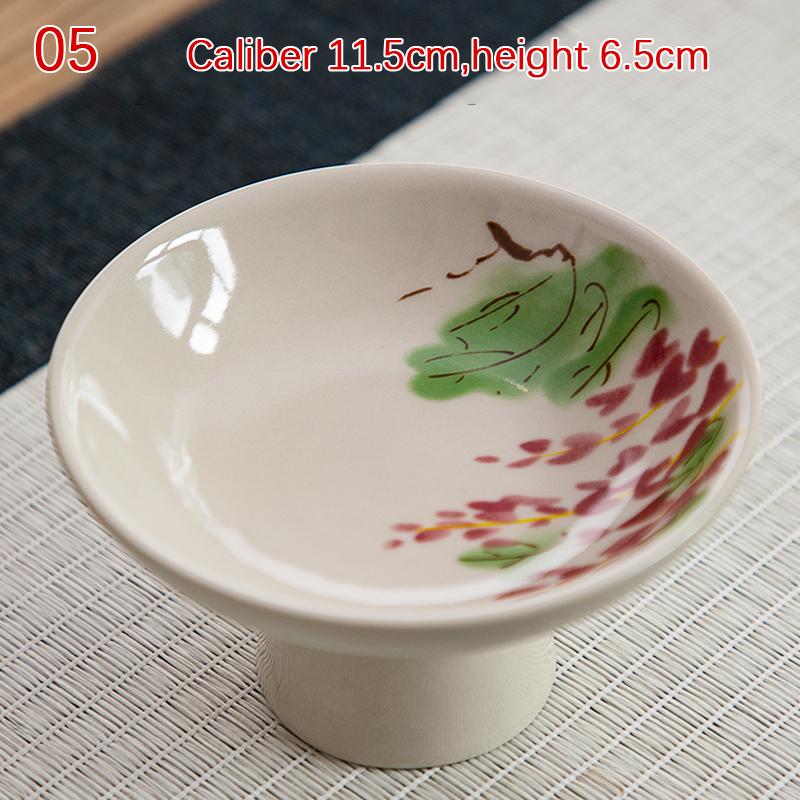 Ceramic Tableware High Legged Fruit Tray Vintage Chinese Style Snack Fruit Plate Home Festival Decoration Refreshment Plates