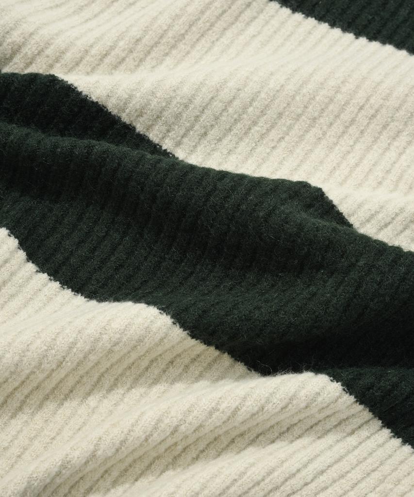 COVERNAT Color Block Stripe Collar Knit Green