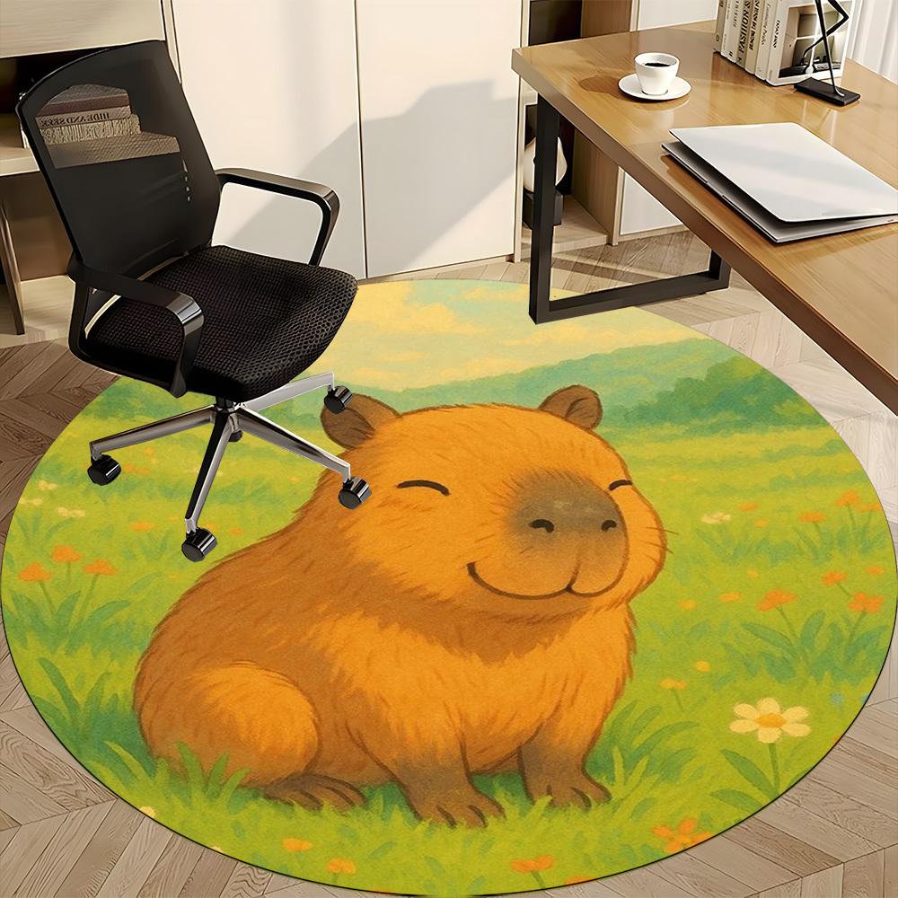 1pc Capybara Print Chair Carpet for Office Non-Slip Mat for Office - Decorative Floor Mat yy251030215