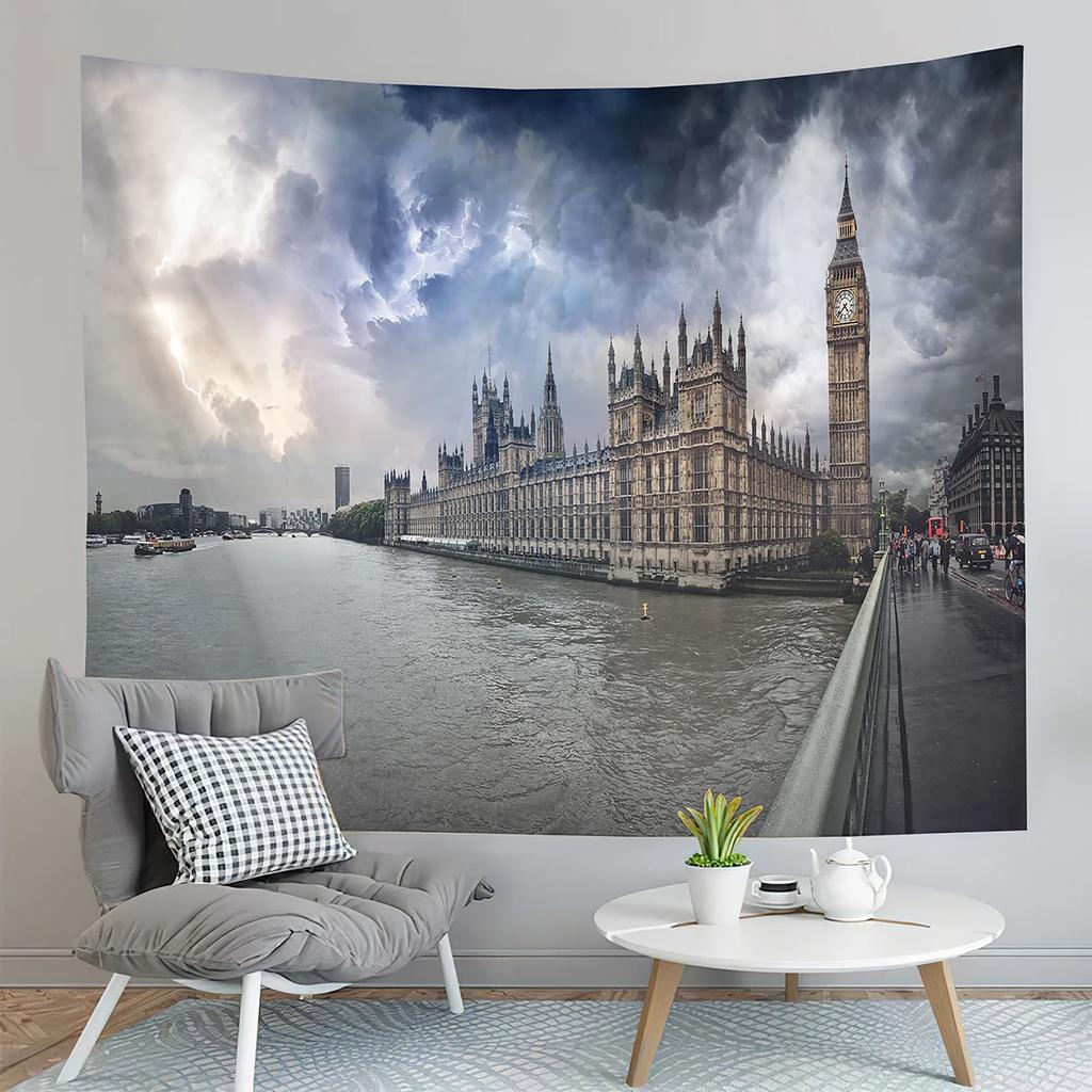 London Big Ben Tapestry Night City View Tapestry Westminster Bridge Tapestry Home Living Room Bedroom Wall Modern Art Tapestries