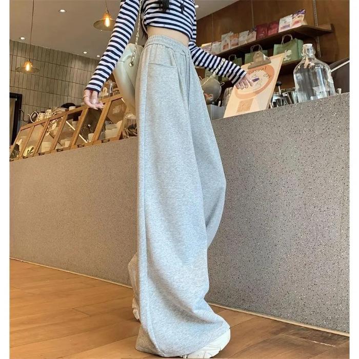 

Elastic Waist Wide-Leg Drawstring Pants for Women - Autumn 2026 Trendy Yamamoto Walking Style M серый