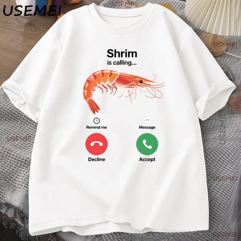 Garnelen-Ruf-Spaß T-Shirt Humorvoll Kurzarm 2026 Neu Heißverkauf Herren Damen Lässig Rundhals Muster T-Shirt Y2k