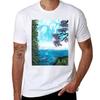 Waterfall Nature Spray Paint Art Tshirt Basic Solid Color Short Sleeve Tshirt
