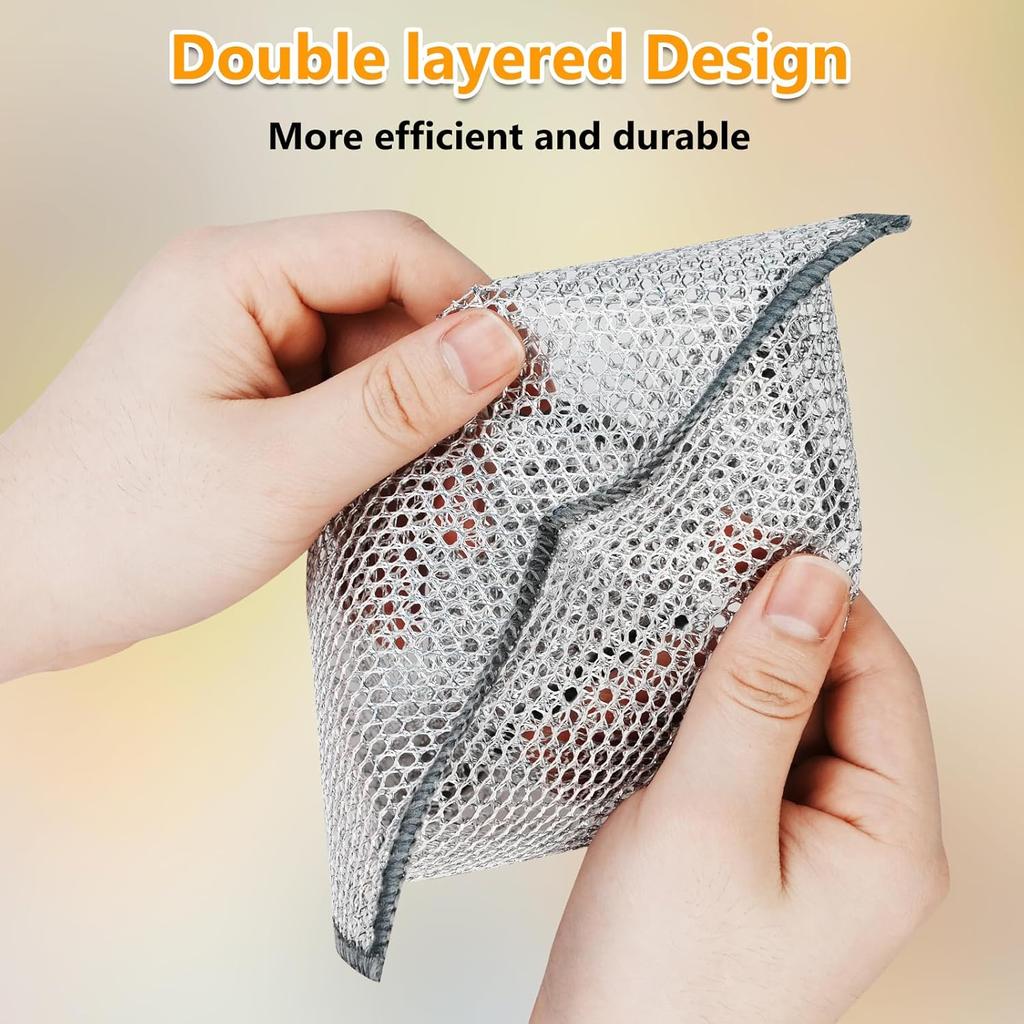 15PCS Multipurpose Wire Dishwashing Rag,Non Scratch Wire Dishcloth, Reble Steel Wool Scrubber,Non-Scratch&Quick-Drying&Odor-Resistant Multi-Purpose