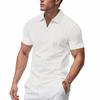 Men's Summer Waffle Knit Turn-Down Collar Polo Shirt, Loose Casual Athletic Jersey Short Sleeve Tee for Men