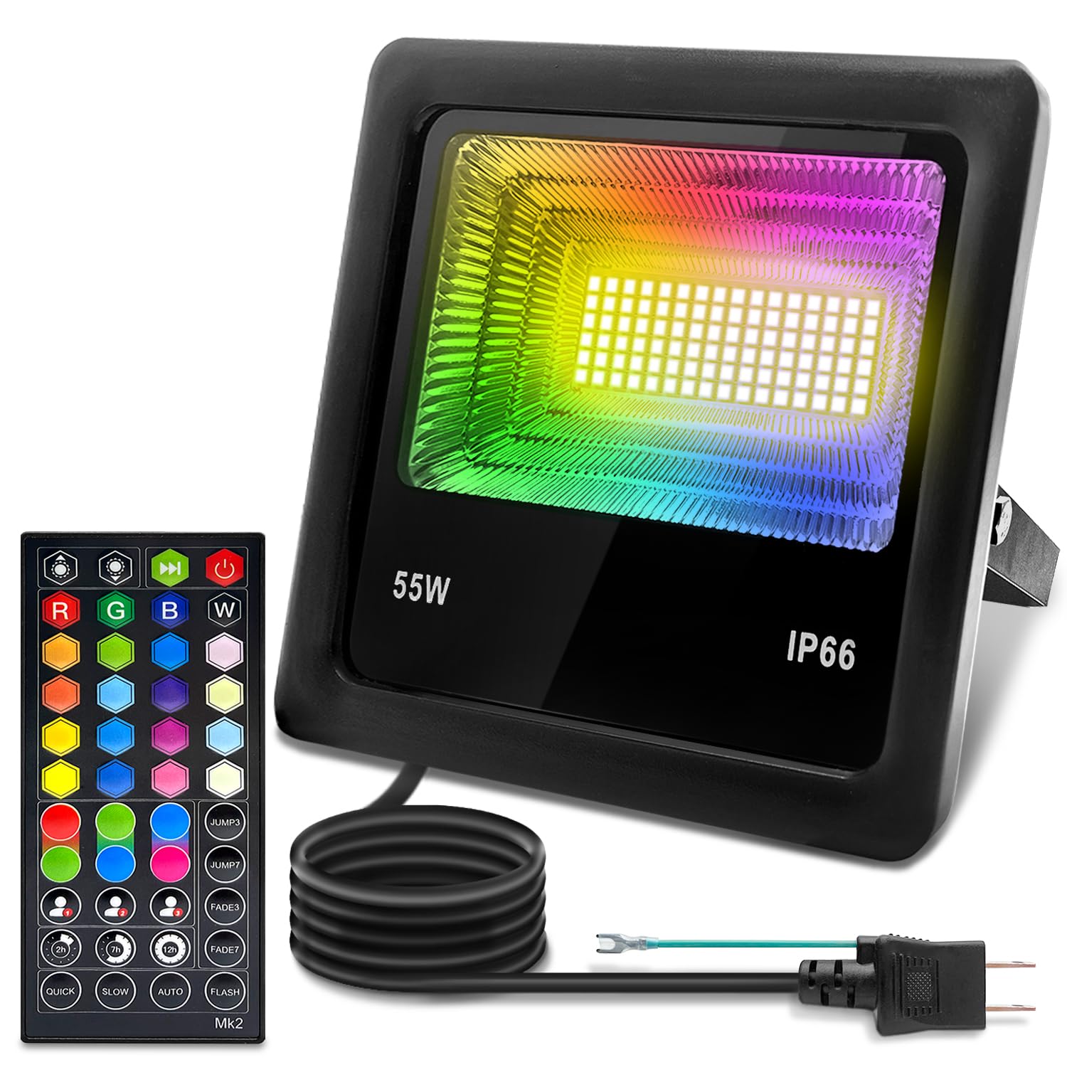 

55W LED RGB Remote Control Floodlight, Color-Changing Strip, 20 Colors, Multiple Flashing Modes, Timing Function, Perfect for Celebrations, Home