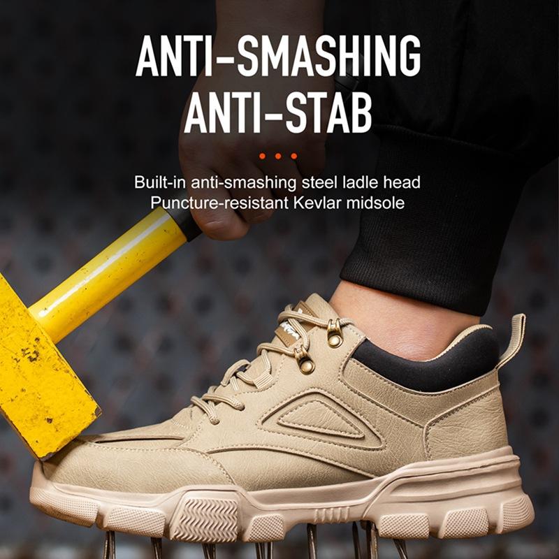Work Safety Boots Steel Toe Shoes Men Waterproof Slip Resistant Construction Workwear Lightweight Outdoor Casual Walking Shoes