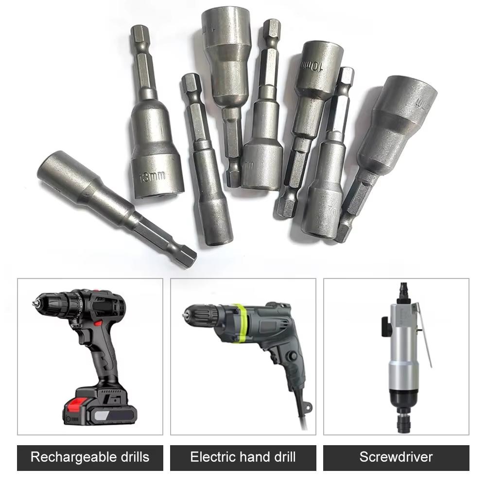 6pc Hexagonal Handle Conversion Socket Wrench 6-13mm 1/4' Strong Magnetic 65mm Electric Screwdriver Screwdriver Socket Tool Set