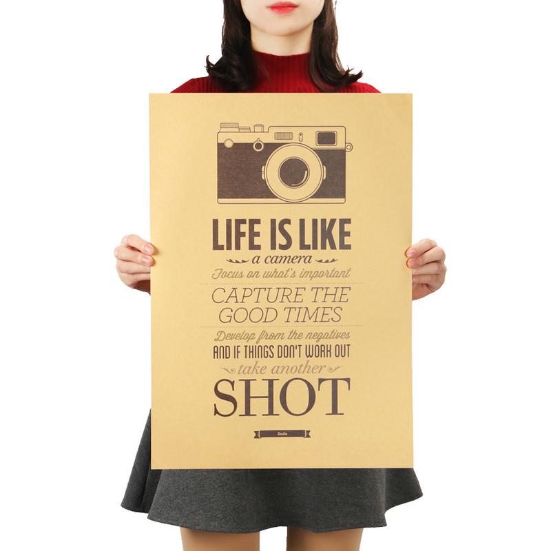 Vintage Classic Life Is Like A Camera Poster Cafe Bar Painting Home Decor Retro Wall Sticker