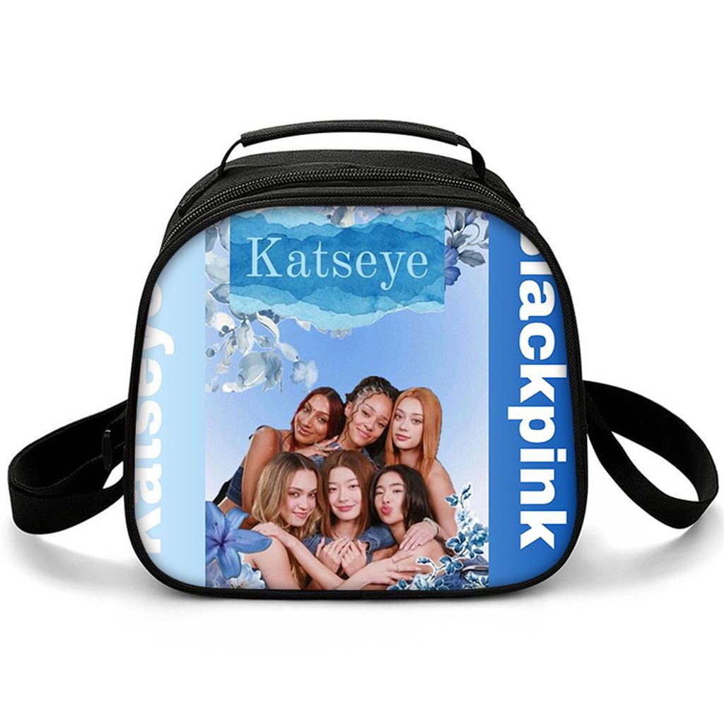 Trendy Crossbody Kpop Katseye Semicircle Lunchbox Thermal Insulation Food Lunch Bag 3D Printed Insulated Handbags Ice Bags