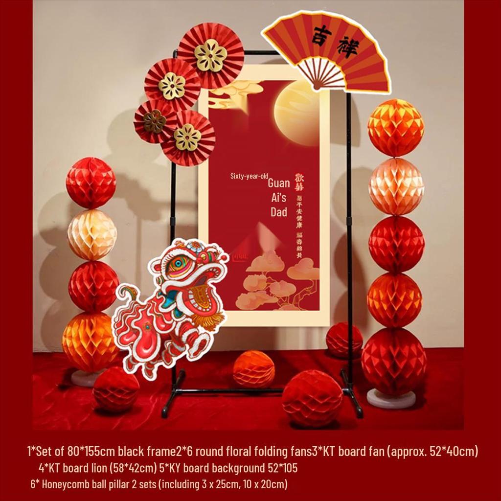 Grand 60th, 80th, or 90th Birthday Celebration Decorations - Elegant Chinese Banquet Venue Setup