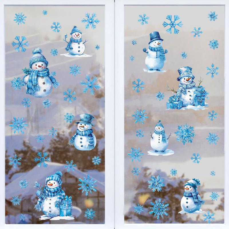 Jul Snöflinga Snögubbe Väggdekaler Julglasfönster Vardagsrum Heminredning Tapetkonst Avtagbar Nyårsdekal