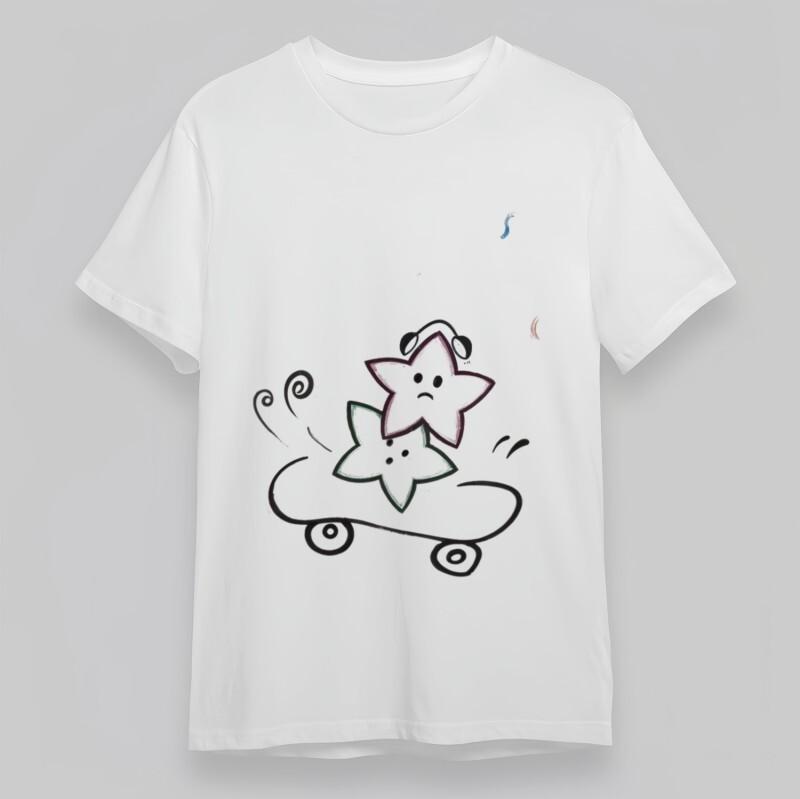 

Women s Plus Size Classic T-Shirt Cartoon Starfish Skateboard Duo Art Cotton Tee 4XL