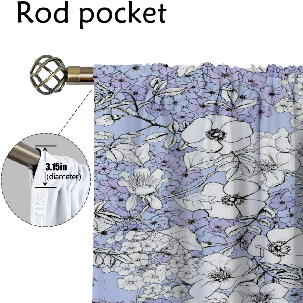 Zasłony kuchenne do salonu Kwiaty Zasłony do wnętrza domu 2 sztuki Rolety Tiul do sypialni Dekoracja na Halloween Przegroda